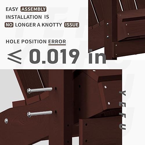 Miniatura 4 de Juego de 2 sillas Adirondack de plástico resistentes a la intemperie, sillas para exteriores, 5 escalones, fácil instalación, como madera real,