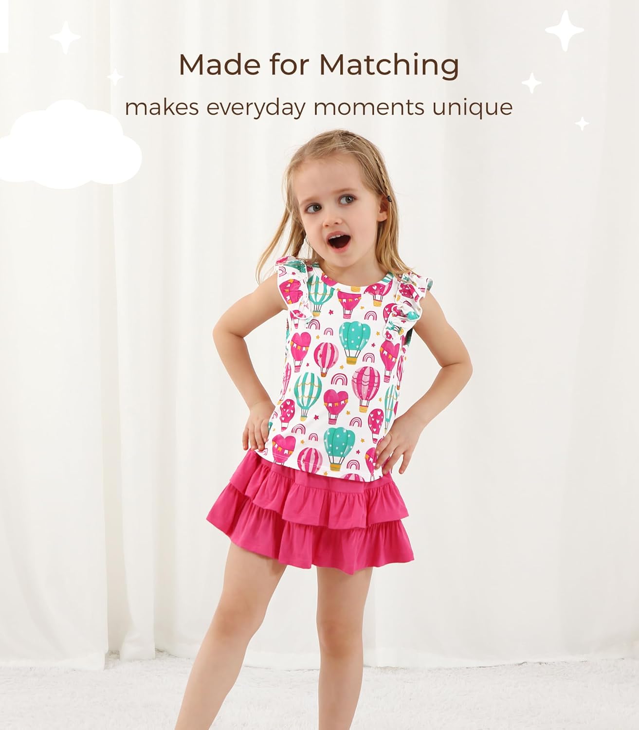 Toddler Girls Clothes Set Little Kids Ruffle Sleeveless Top Tiered Skirts Sets 2 Piece Skort Outfit 2-5T - Image 3