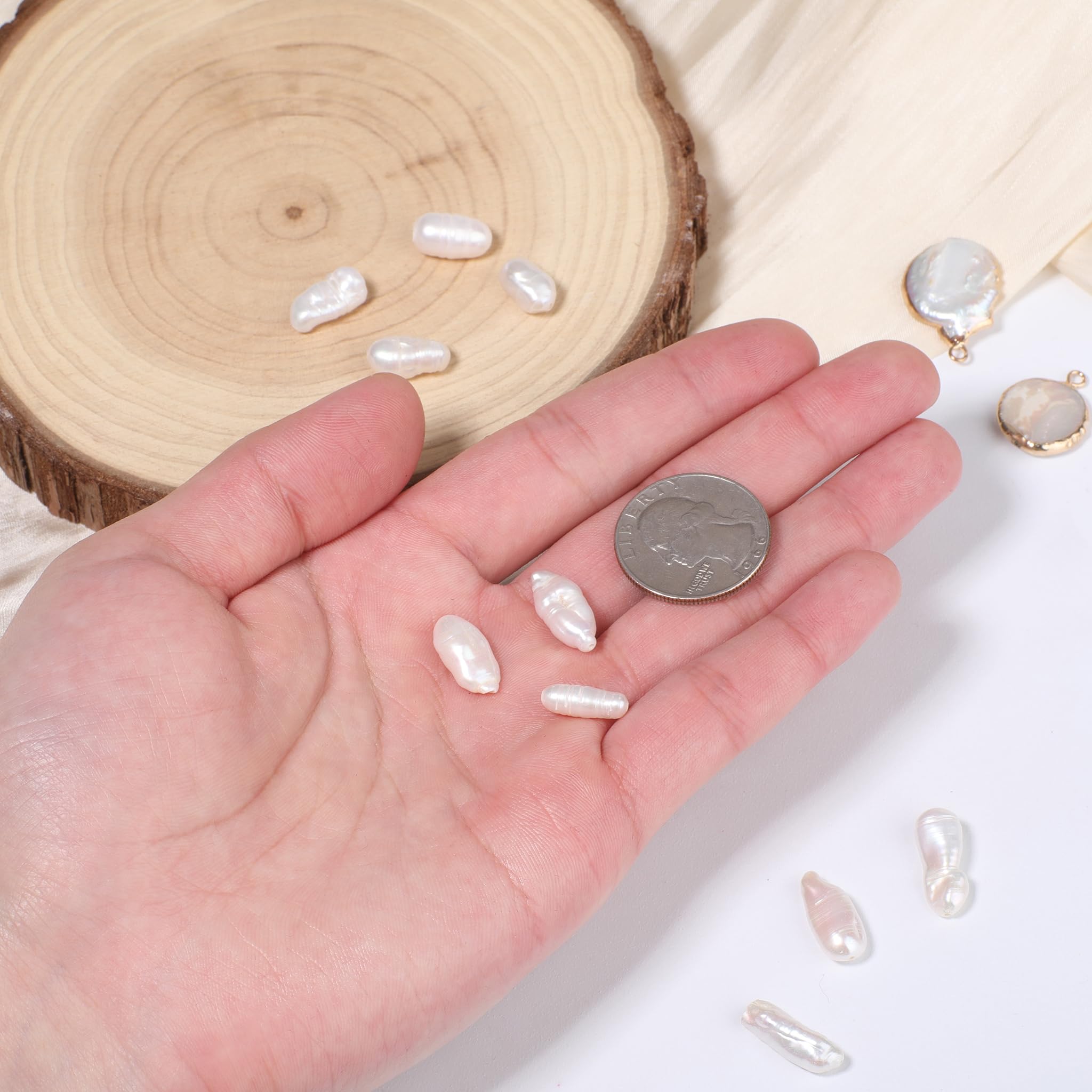 5 cuentas de perlas barrocas de 15 a 23 mm de largo, perlas largas irregulares de agua dulce para aretes colgantes, collares, fabricación de joyas de bricolaje