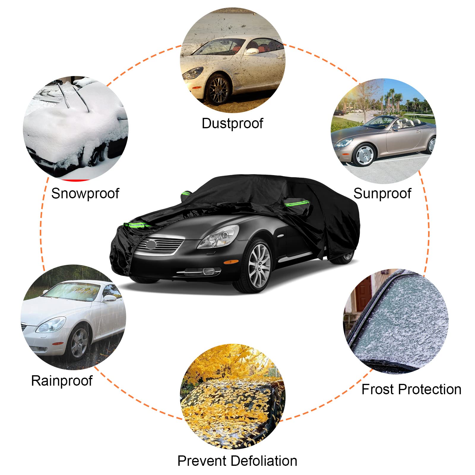 Waterproof Car Covers Replace for 2001-2010 Lexus SC430 6 Layers All Weather Custom-fit Car Cover with Zipper Door — view 5