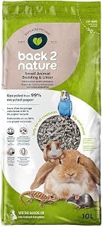 Back 2 Nature Lecho y Arena para Mascotas (10 l) – Arena 99% Papel Reciclado, Altamente Absorbente para Conejos, pájaros, Hurones y hámsters; Suave, Segura, compostable y con Olor Fresco