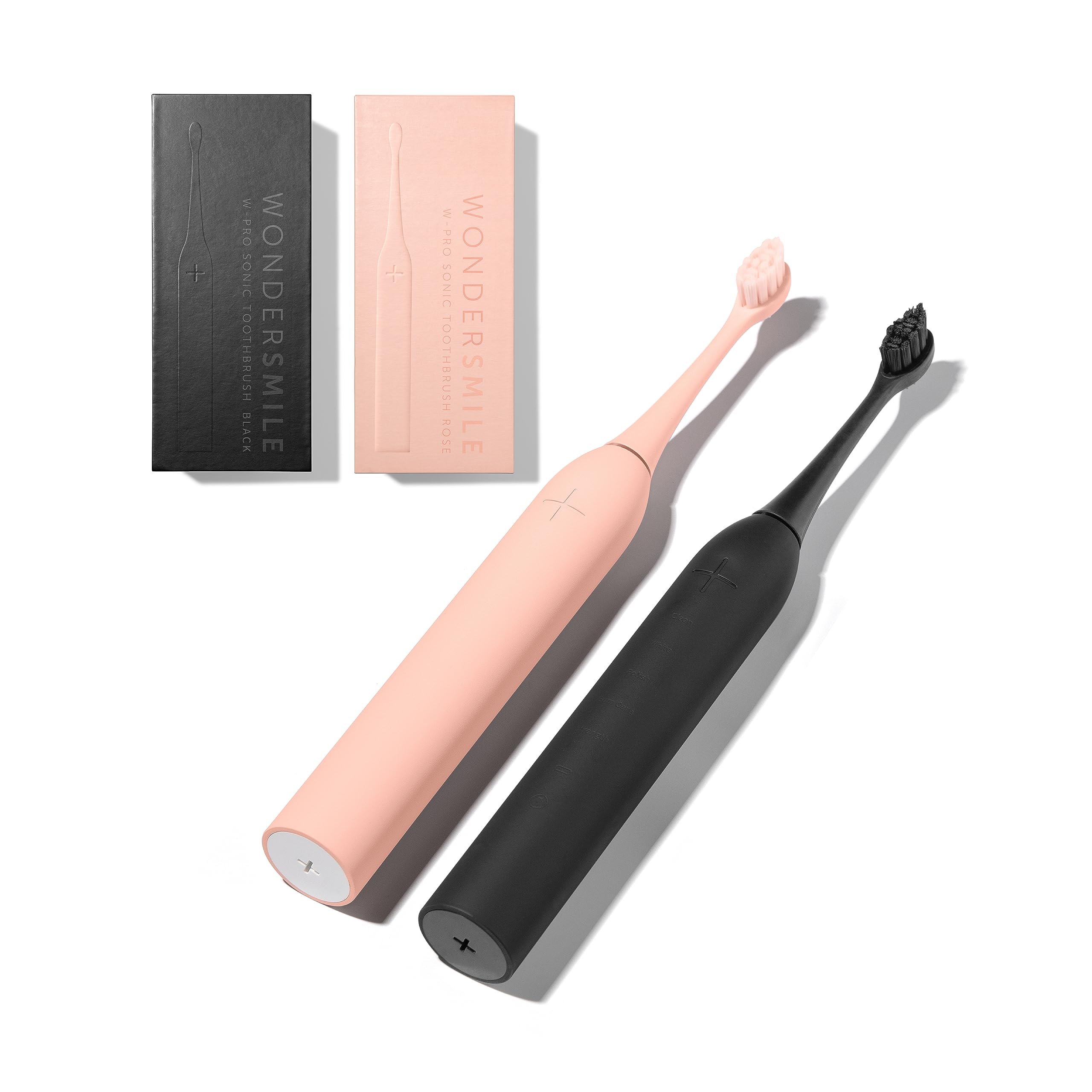 Wondersmile Schallzahnbürste Doppelpack PRO - Elektrische Zahnbürste mit 4 Putzprogrammen - Inkl. smarten Bürstenkopf (Atomic Rose/Ultimate Black)