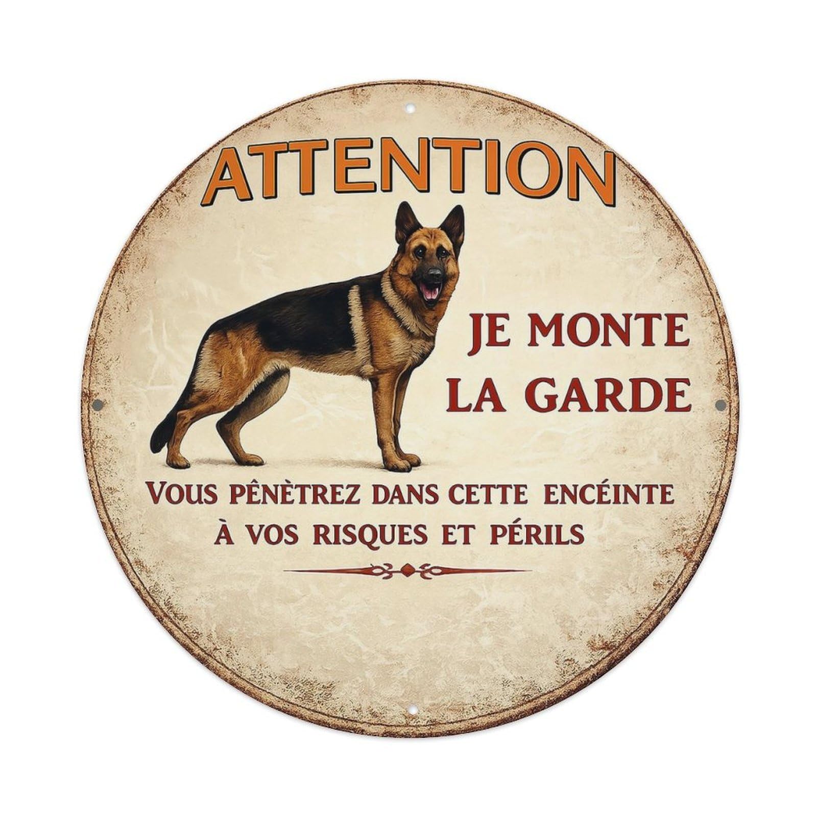Attention Dog Guard Warning Sign Metal Tin Sign Plaque