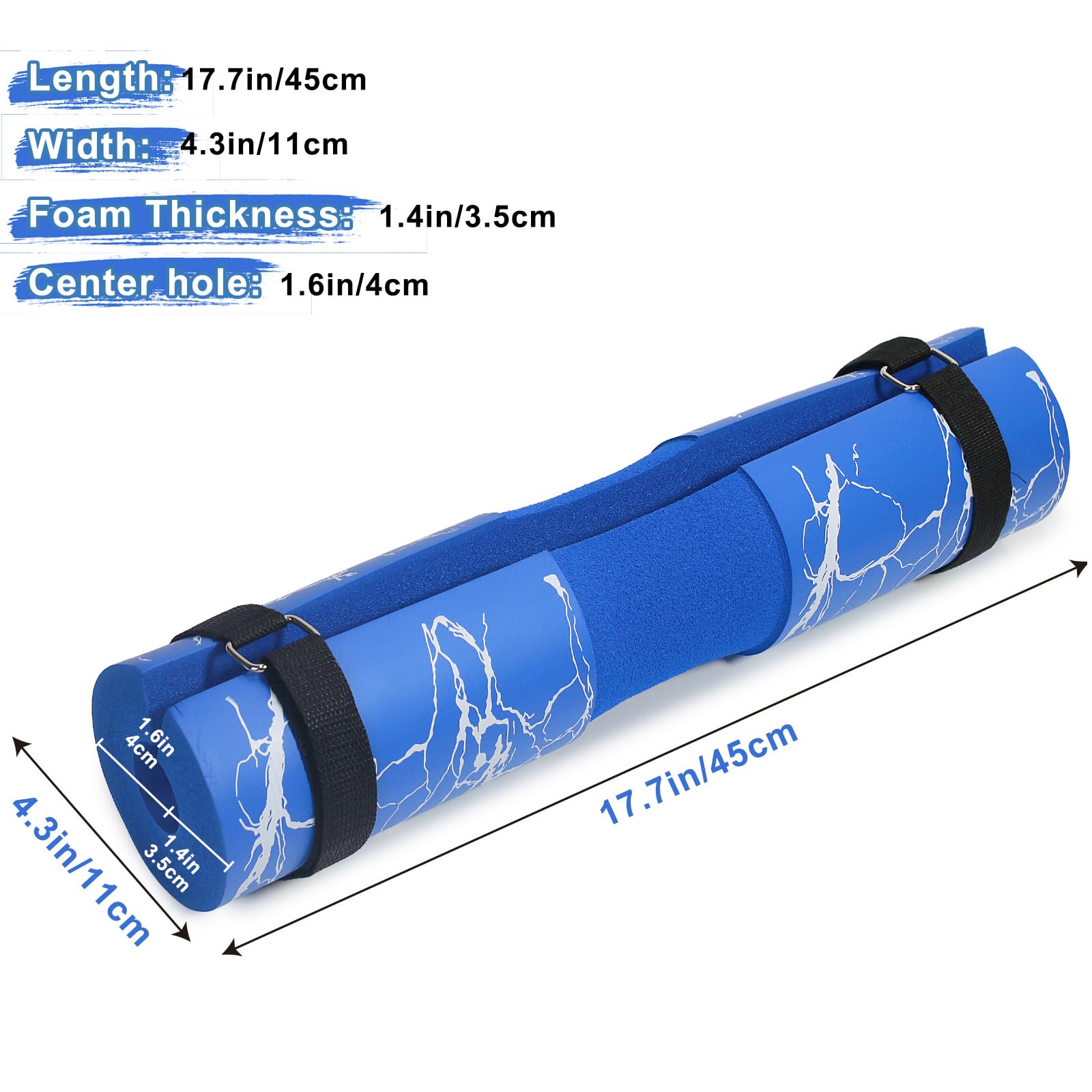 Dickplay Barbell Pad Squat Pad Comfy Extra Thick Foam Padding for Hip Thrusts Gym Fitness Work Out Heavy Duty Weightlifting Comfortable Squats Lunges Glute Bridges Fit Standard and Olympic Bars,Blue - Image 3