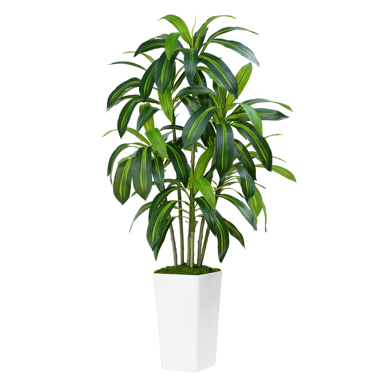 Pianta Artificiale Dracaena da 150cm Piante Finte da Interno Con Fioriera Alta Bianca Piante Artificiali da Esterno Per Soggiorno Camera da Letto Ufficio Casa Corridoio Decorazione (1Pz)