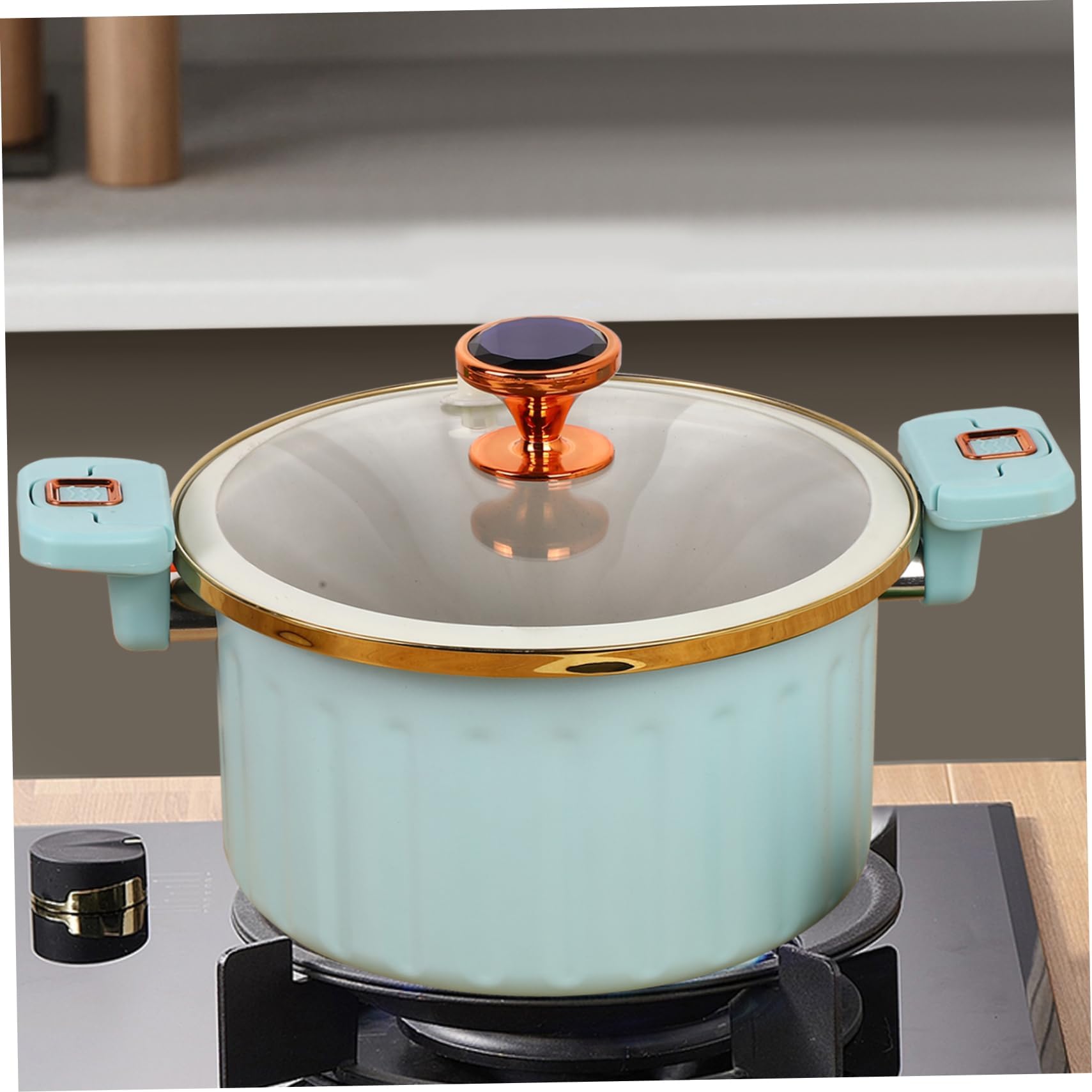 Szybkowar mikro 5L Szybkowar z emaliowaną wyściółką Nieprzywierający garnek ciśnieniowy z blokadą Push Pull z pokrywką Silikonowa uszczelka Zawór odporny na zalanie Garnek,Green