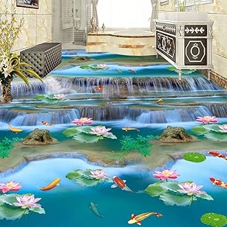 3D Stereo Waterfalls Landscape Floor Tiles Murals - Living Room Bathroom Floor Sticker Self Adhesive PVC Waterproof Wall Papers-200x100 CM