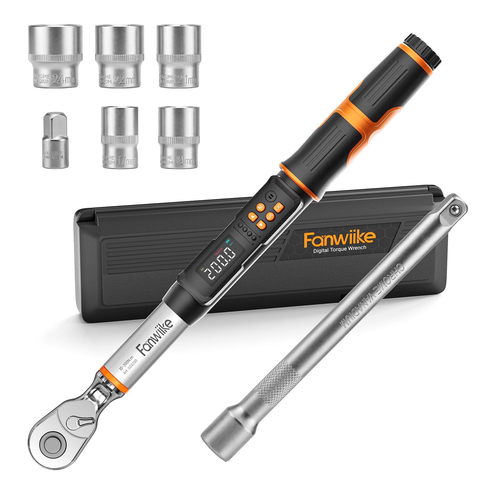 Fanwiike Digital Torque Wrench, 7.38-147.5 ft.lb/10-200 Nm, 1/2" Drive Inch Pound Torque Wrench Electronic with Buzzer & Colorful LED Indicator Cars