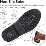 Ziitop Femmes Bottes légère étanche Bottes de combat Bottes à cheville pour femmes Causal côté zipper Dentelle Talon bas noir Bottes non glissades en plein air Bottes marcheuses dames