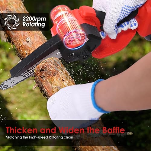 Miniatura 2 de Mini motosierra inalámbrica, inalámbrica Aoresac con 2 baterías de 24 V, motosierra pequeña de mano para cortar árboles, corte de madera, patio y