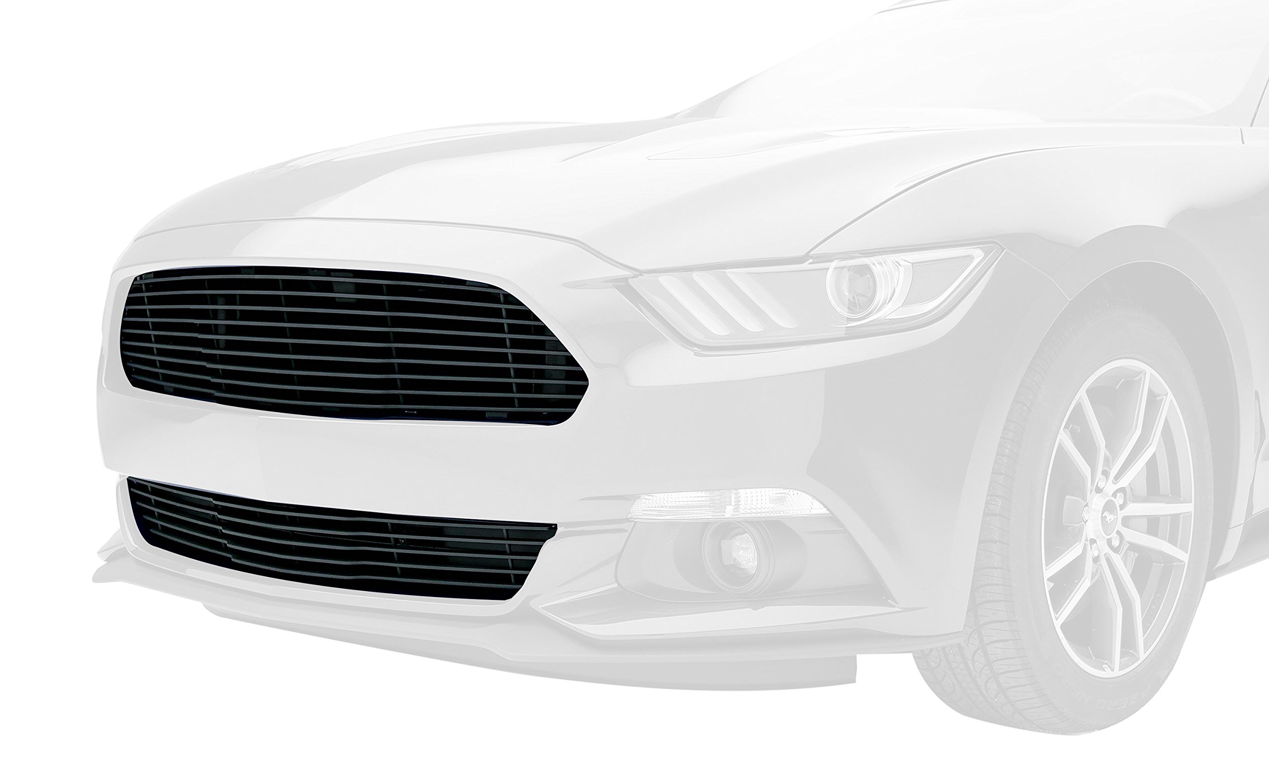 Compatible with Mustang GT (2015-2017) Billet Bumper Grille, Black, 1 Pc, Overlay - PN #6225301