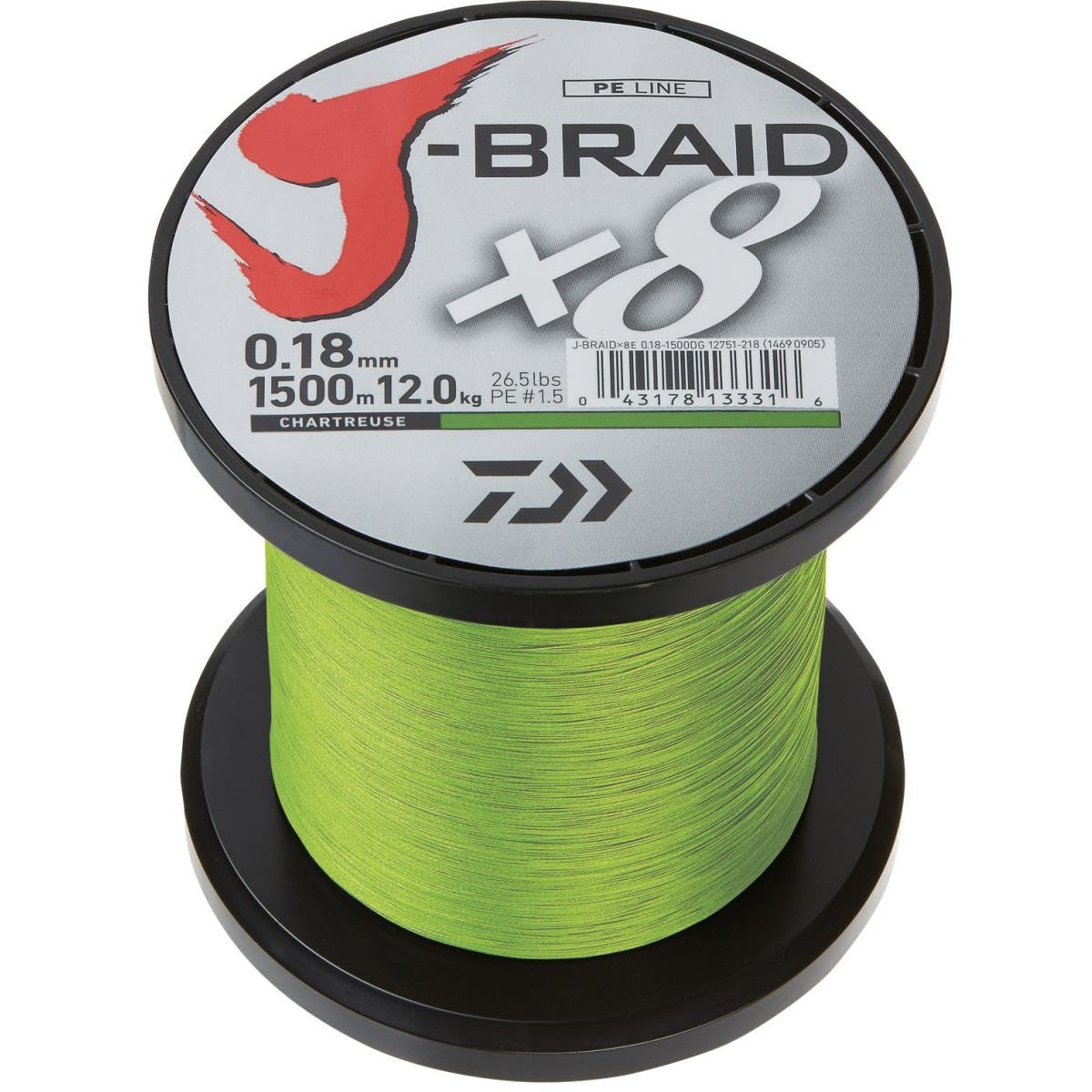 Daiwa J-Braid X8 - Lenza da pesca intrecciata Chartreuse, 1500 m