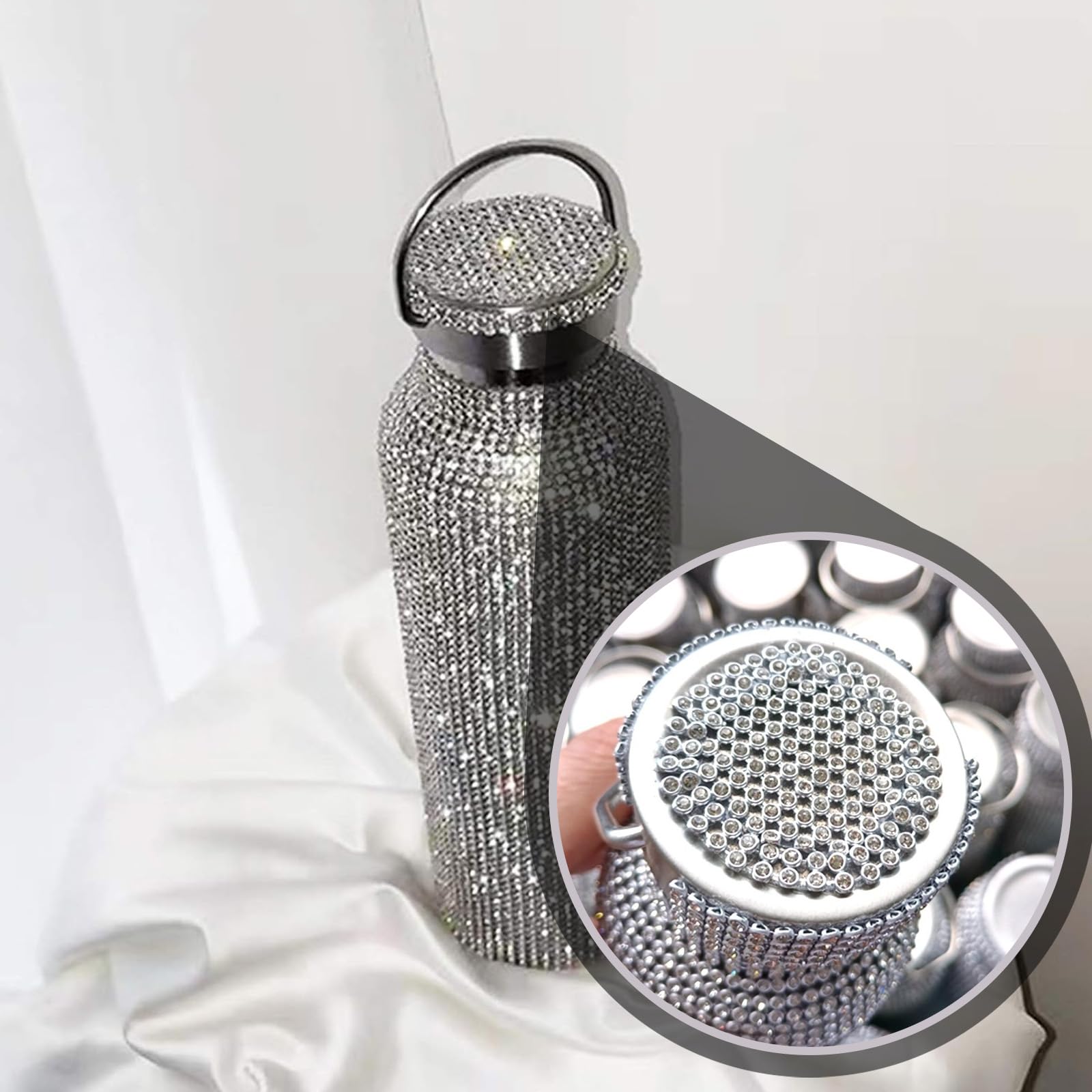 IUSOT Bouteille D'eau En Acier Inoxydable Avec Chaîne Et Diamant