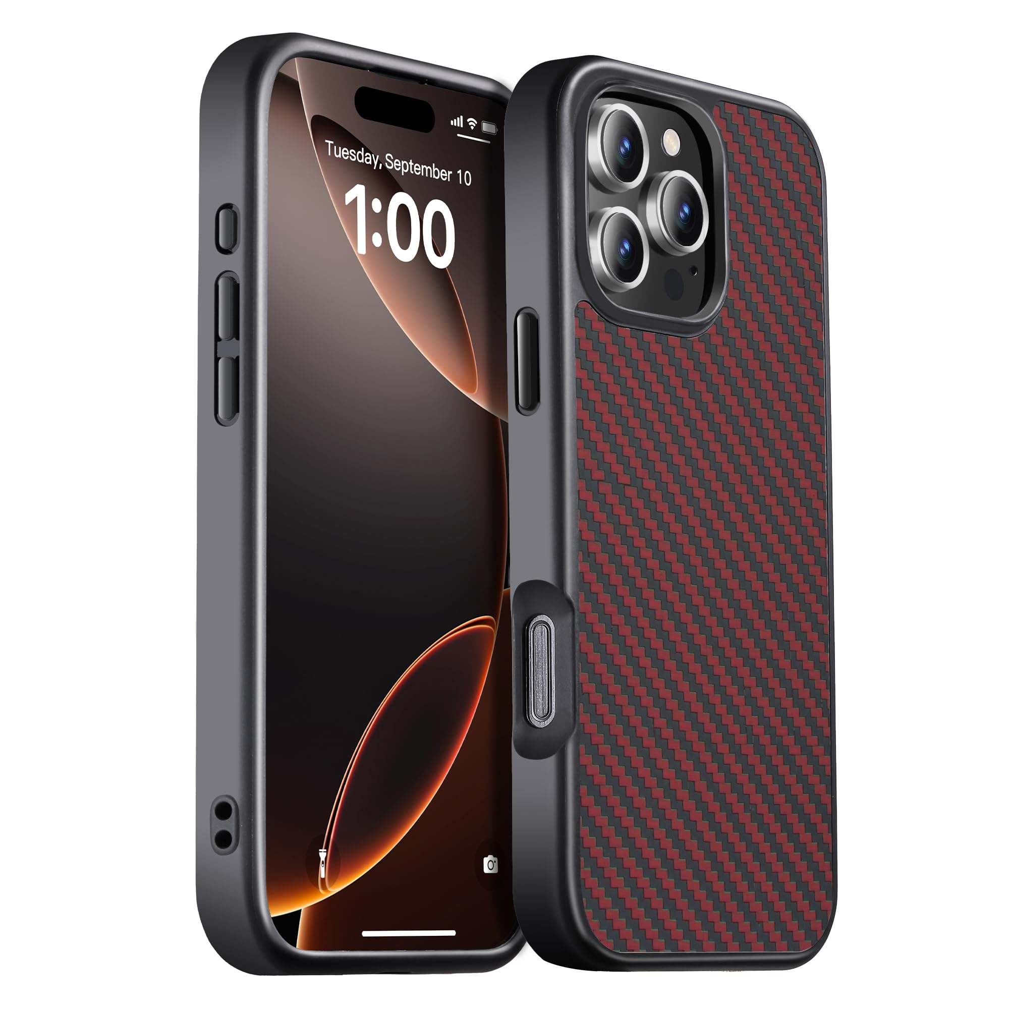 GESIHOPY for iPhone 16 Pro Max Case Carbon Fiber,Fits MagSafe, Military-Grade Drop Cover,Sturdy Carbon Fiber for iPhone 16 Pro Max Phone case,Supports