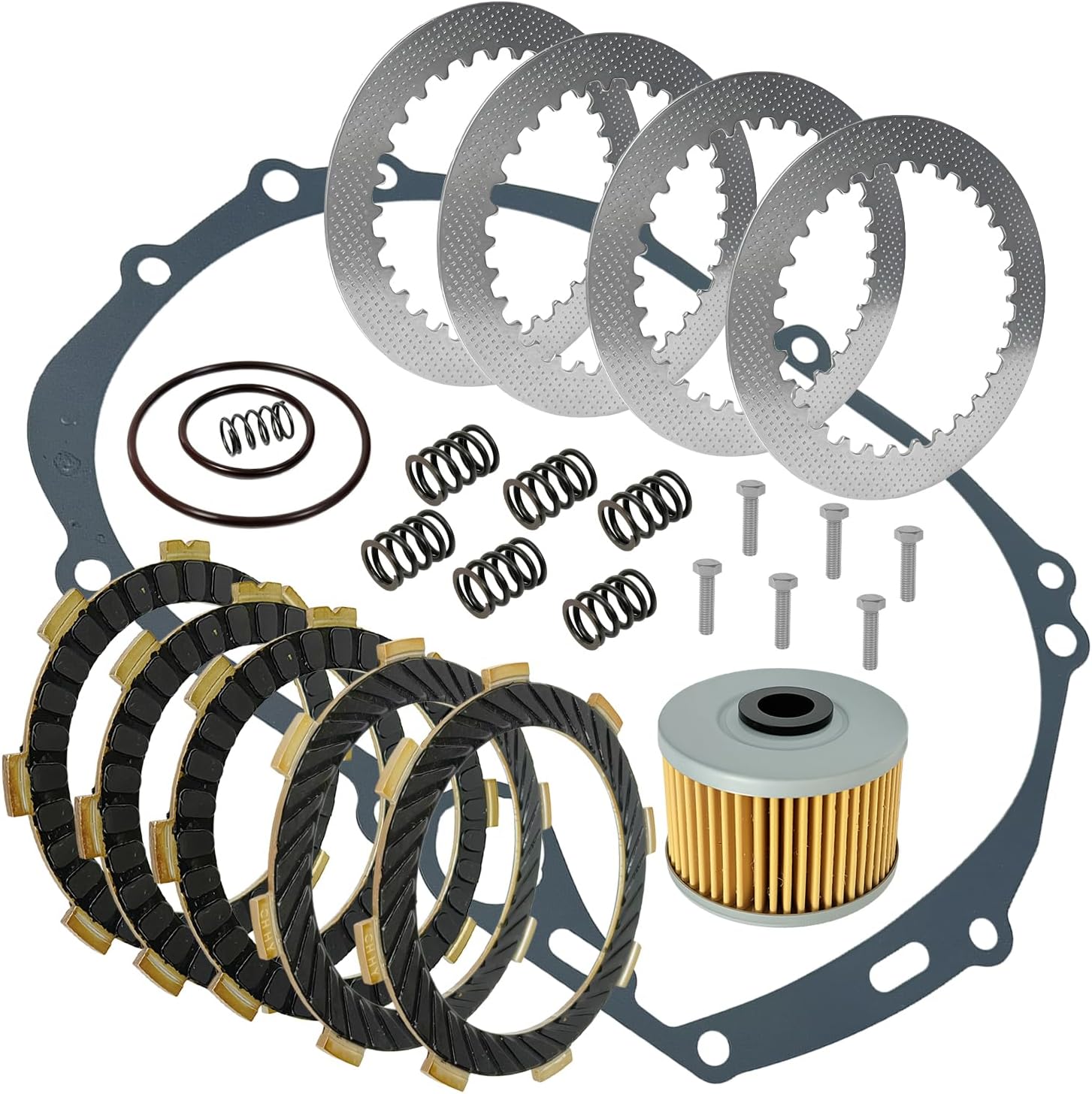 Clutch Friction Steel Plates Kit & Gasket with 52010-1053 Oil Filter Compatible with KLX110 KLX110L AN110 AN112 Edge BR125 DR-Z110