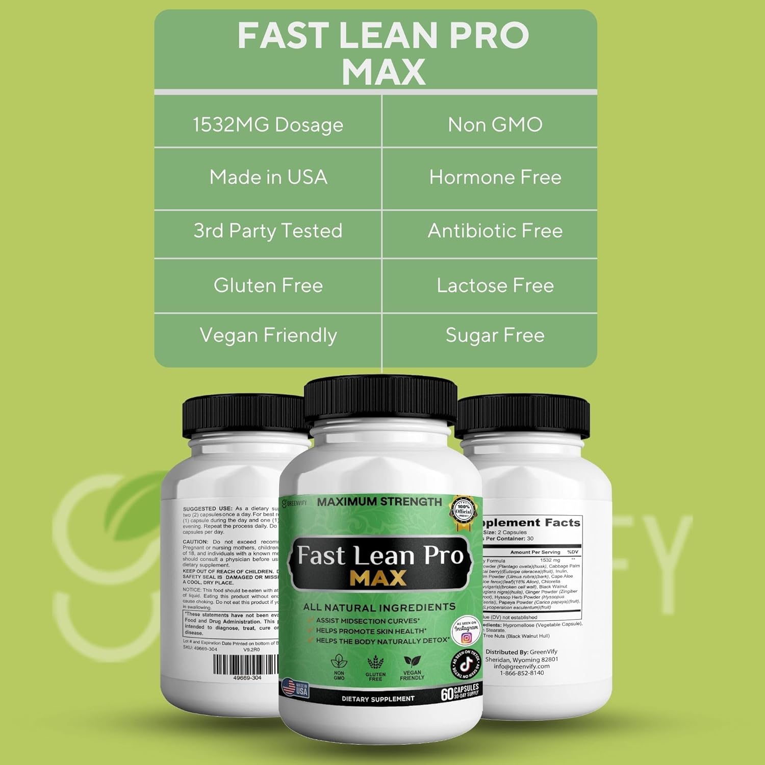 Fast Lean Pro Max Natural Dietary Supplement, 60 Capsules, 30-Day Supply, All Natural Ingredients, Vegan Friendly (2)