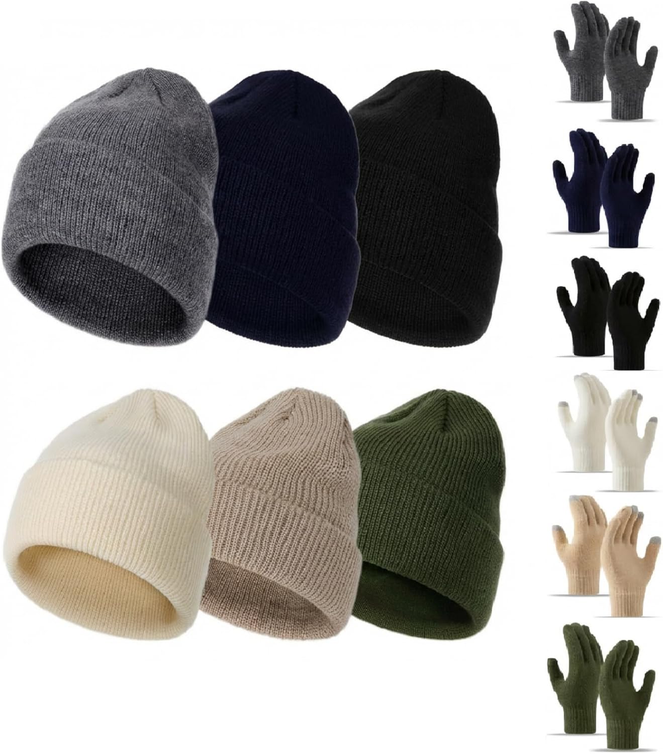 12-Piece Winter Beanie & Fleece Glove Set for Men & Women Gifts