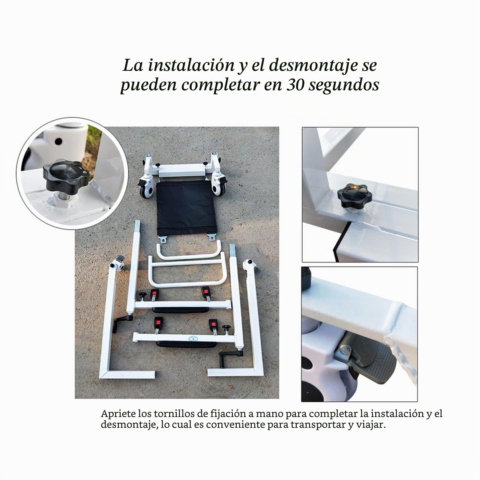 Home Grua Enfermos Sillas de Ruedas, Transporte enfermeria Silla Ducha Mayores con Asiento Blando y Asiento de Inodoro para Ancianos, autoservicio Silla de Transferencia discapacitados