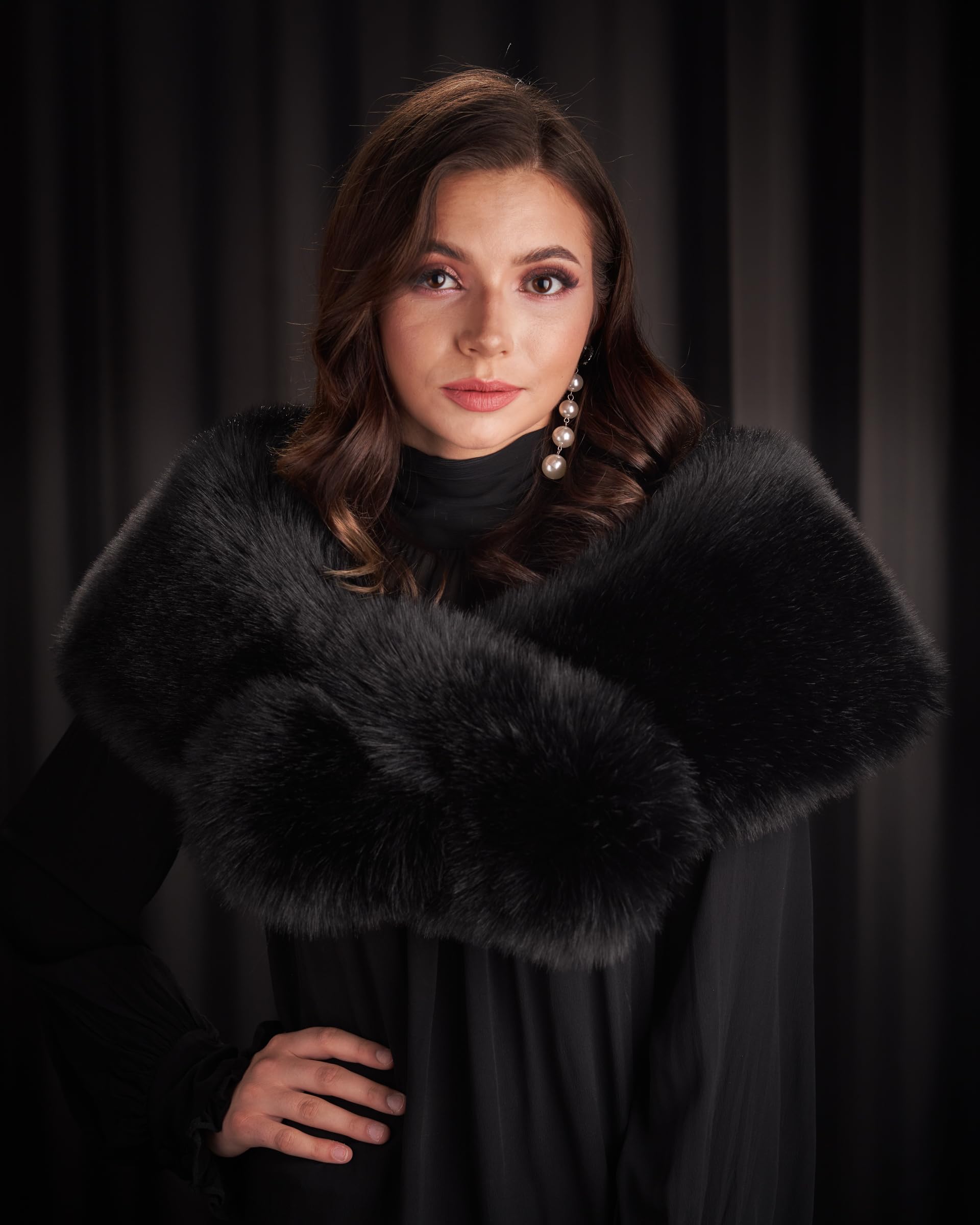 Futrzane Siberian Stola - 20er Jahre Faux Pelzstola Damen - Kunstpelz Fellkragen