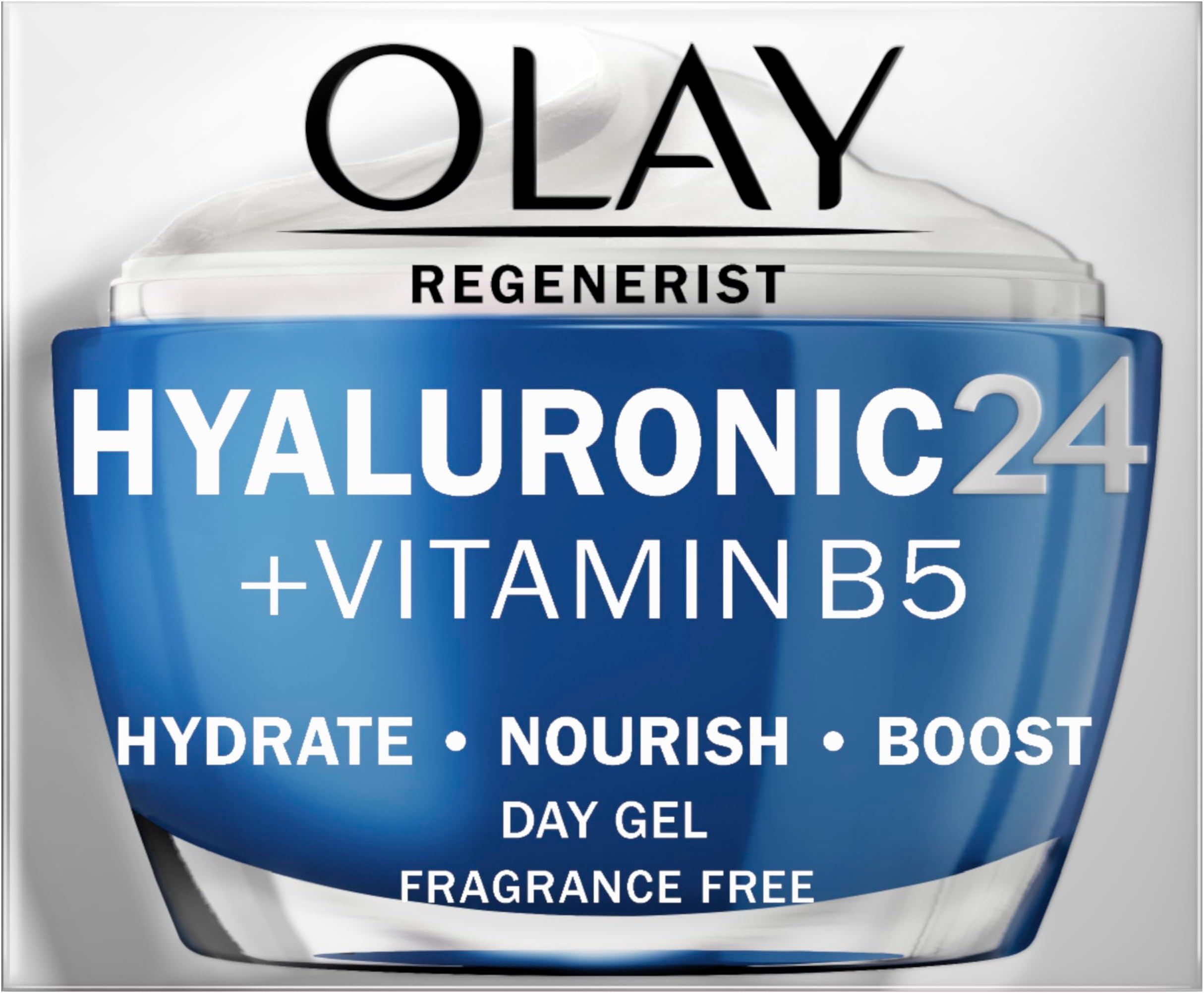 Olay Hyaluronic 24 + Vitamin B5 Moisturiser, Day Gel Cream With Hyaluronic Acid, Vitamin B5 & Niacinamide For Smoother & Healthier Looking Skin, 50 ml