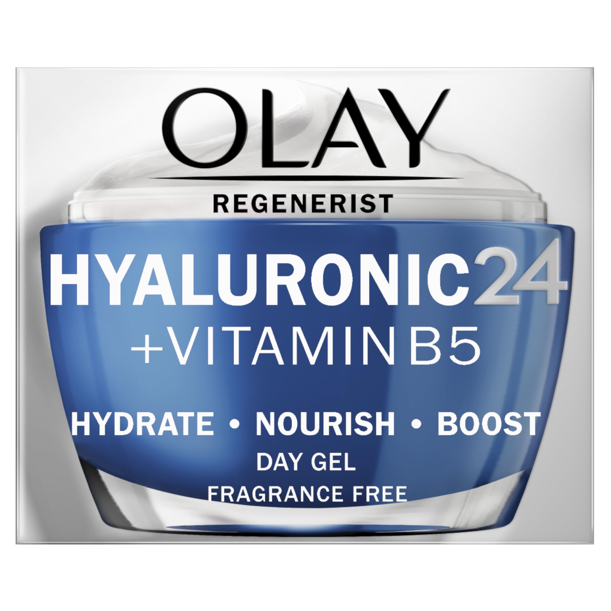 Olay Hyaluronic 24 + Vitamin B5 Moisturiser, Day Gel Cream With Hyaluronic Acid, Vitamin B5 & Niacinamide For Smoother & Healthier Looking Skin, 50 ml