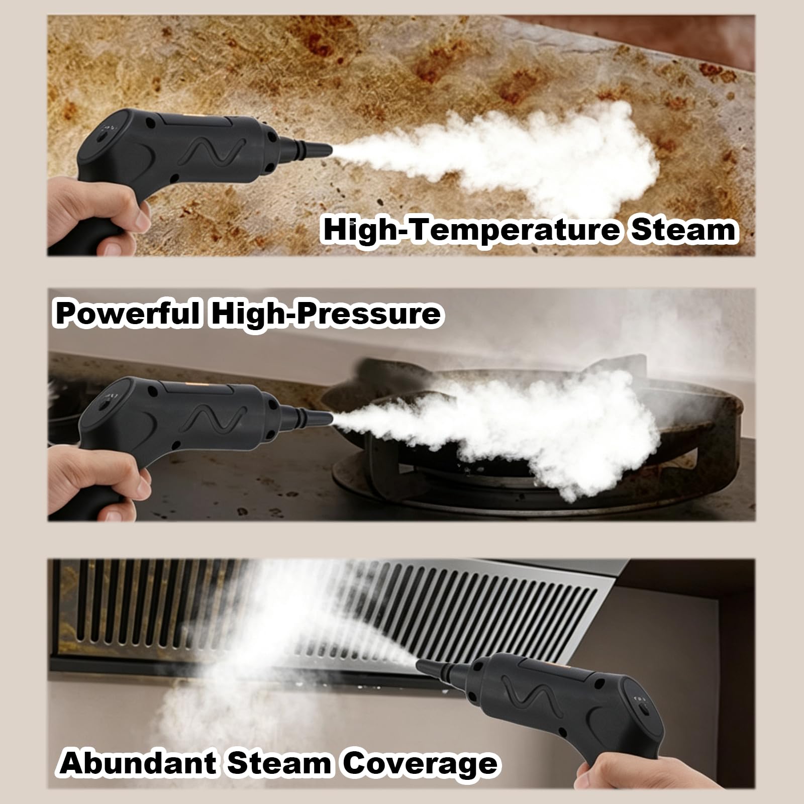 Limpiador A Vapor con Control Manual, DepóSito Amplio De Agua | 3 Niveles Regulables De Vapor, BotóN De Control En Pistola, Boca De Llenado Ancha