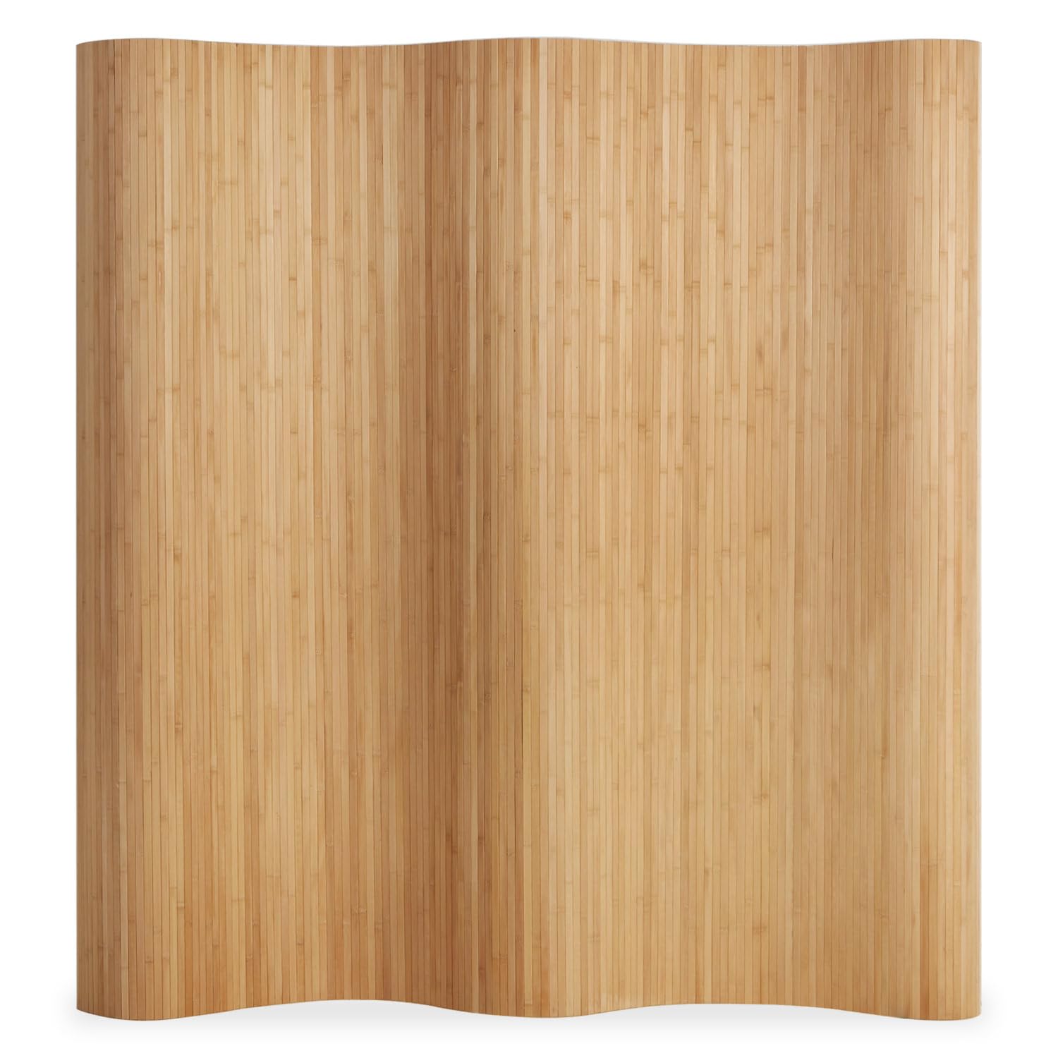 Homestyle4u 302, Séparation de pièce Bambou Marron Paravent intérieur Forme ondulée Cloison 2m de Hauteur
