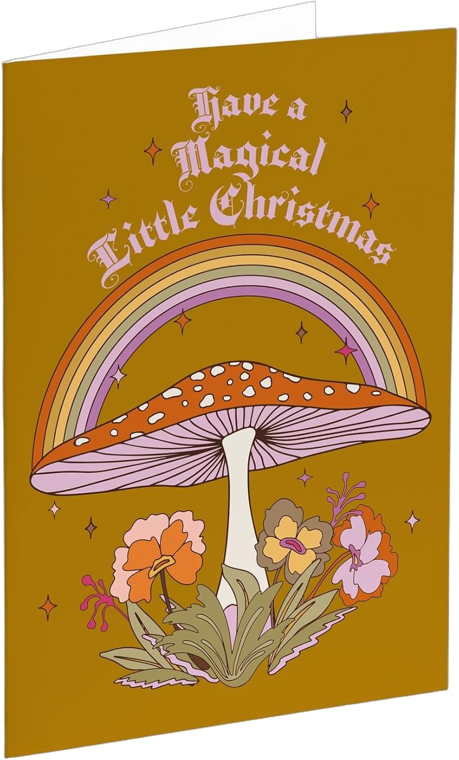 Ritzy Rose 24 Magic Mushroom Christmas Cards in a Psychedelic Boho Style + Envelope