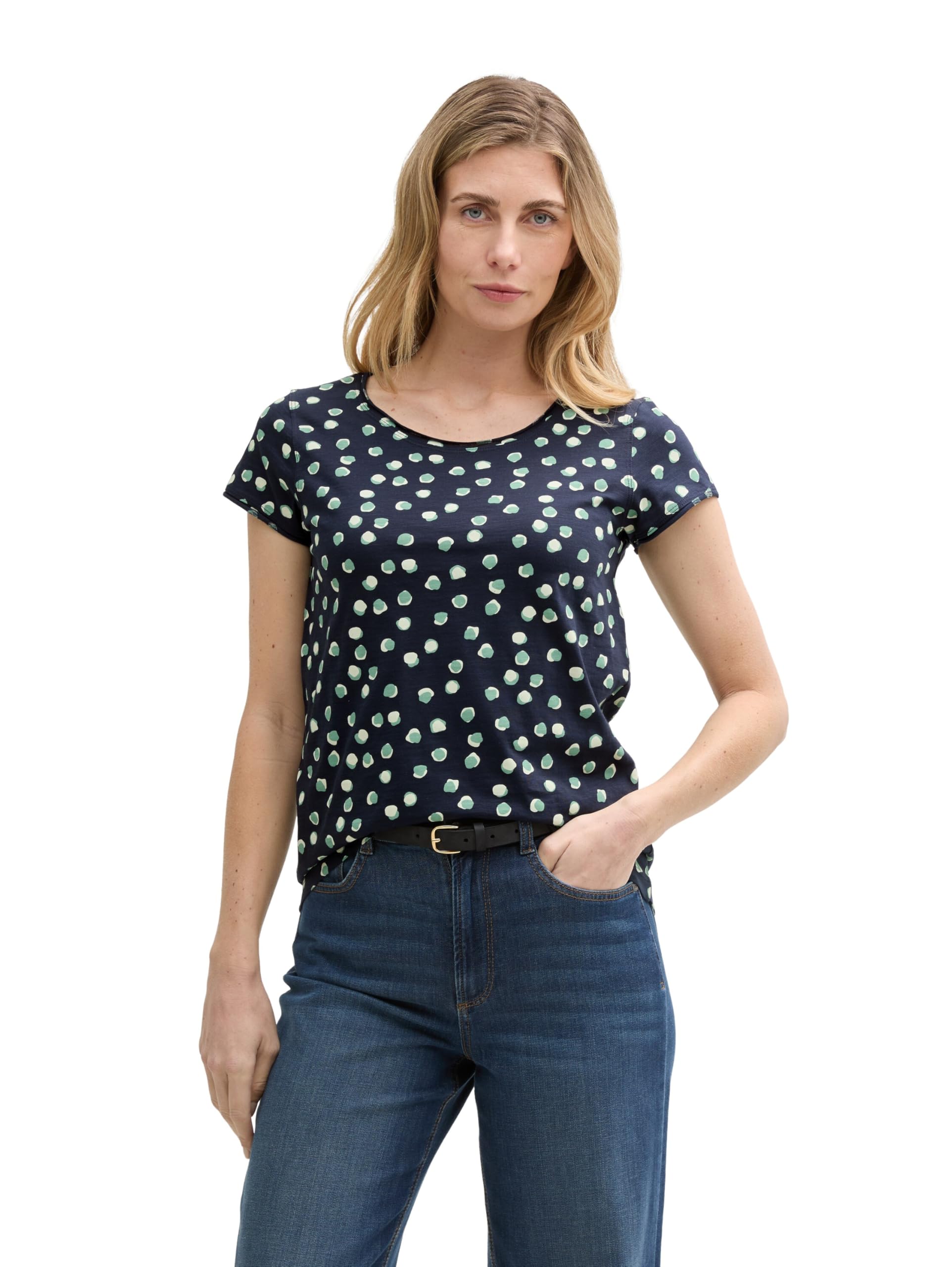 Tom Tailor Damen T-Shirt mit Rundhalsausschnitt