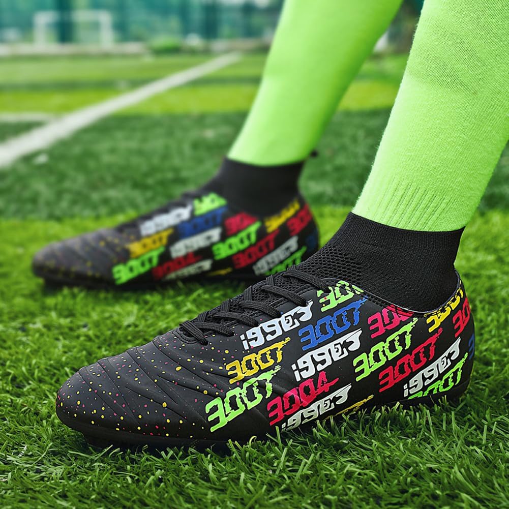 Unisex FG Cleats Training Athletic Non-Slip Long Studs High-Top Football Soccer Shoes for Youth