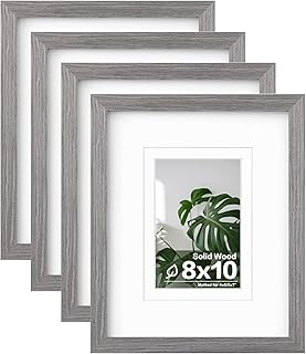 Egofine 8x10 Picture Frames Set of 4, Made of Solid Wood Covered by Plex...