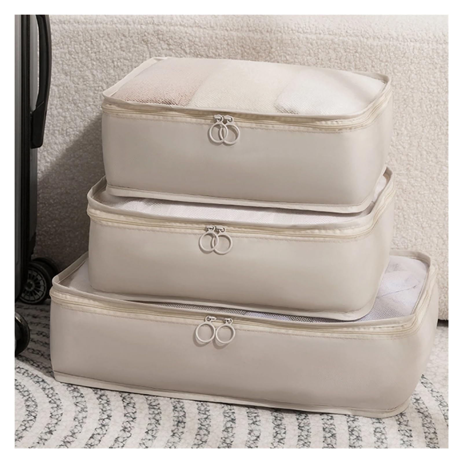 Organizer Viaggio 3 pezzi di cubi imballaggio comprimibili, pieghevoli, impermeabili, borsa da viaggio, valigia in nylon portatile con organizer for bagagli