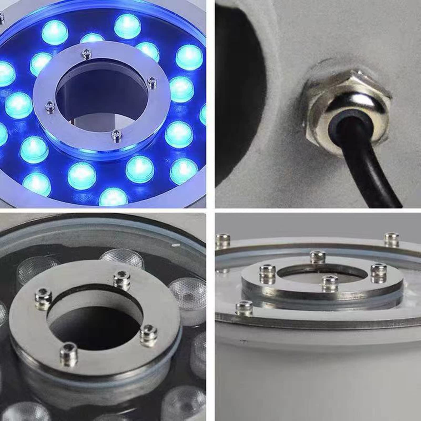 Tauchbare LED-Brunnenleuchte, Edelstahl-Unterwasser-Poollampe, IP68 wasserdichtes Ring-Landschaftslicht for Brunnen-Aquarium-Teichbeleuchtung(Yellow,15W-12V)