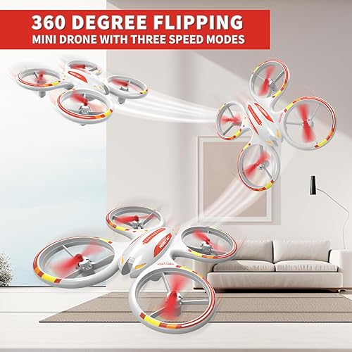 Miniatura 4 de Mini dron para niños 4-6-8-10-12, RC Drone Quadcopter Juguetes al aire libre con LED colorido, una tecla Take Off-Landing, modo sin cabeza, giro de