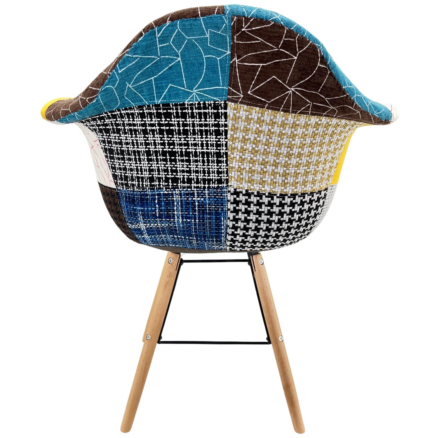 Marvin Poltrona Patchwork Relax Sedia Colorata Design In Tessuto Con Struttura Legno Di Faggio Schienale Braccioli Imbottita Per Soggiorno Studio Casa Salotto Camera