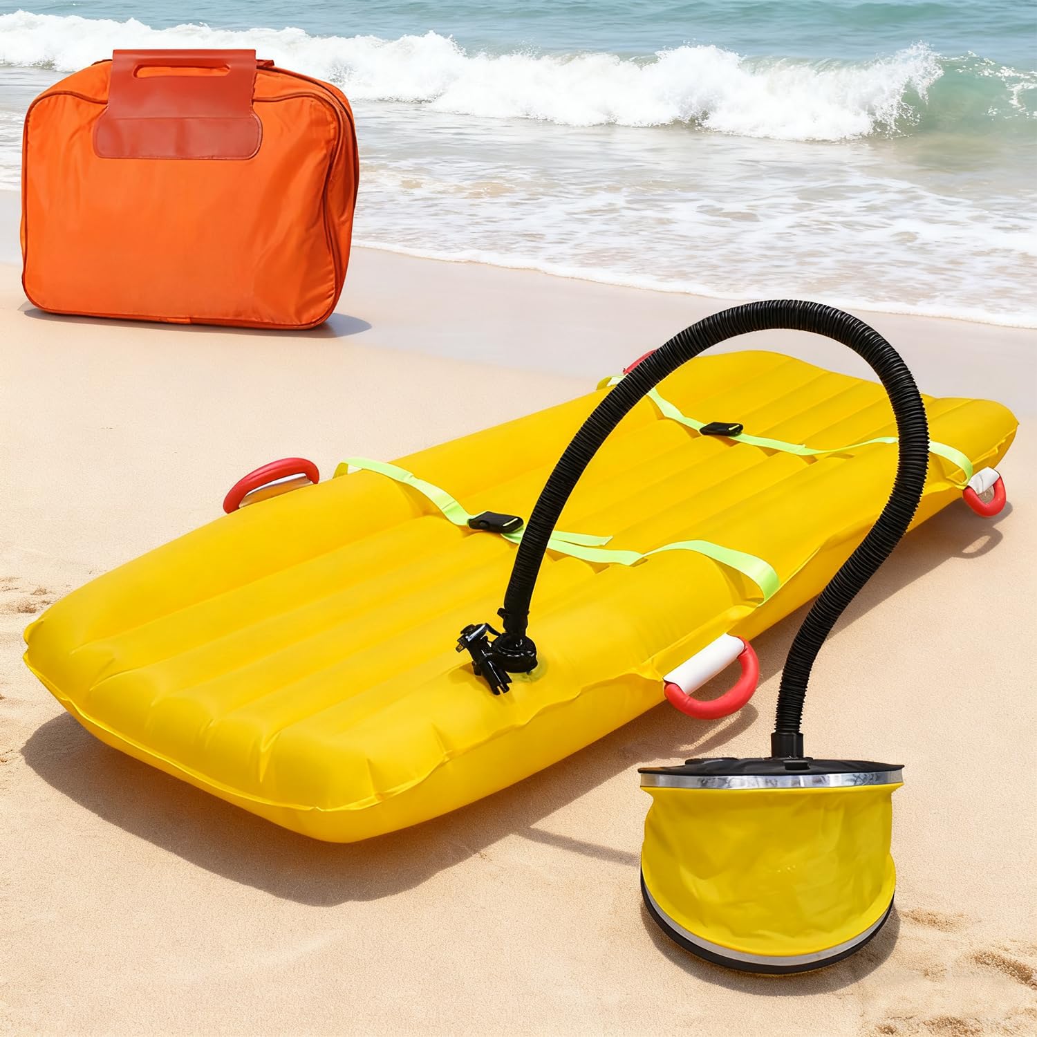 Camilla de emergencia inflable y plegable de 150 kg para rescate terrestre