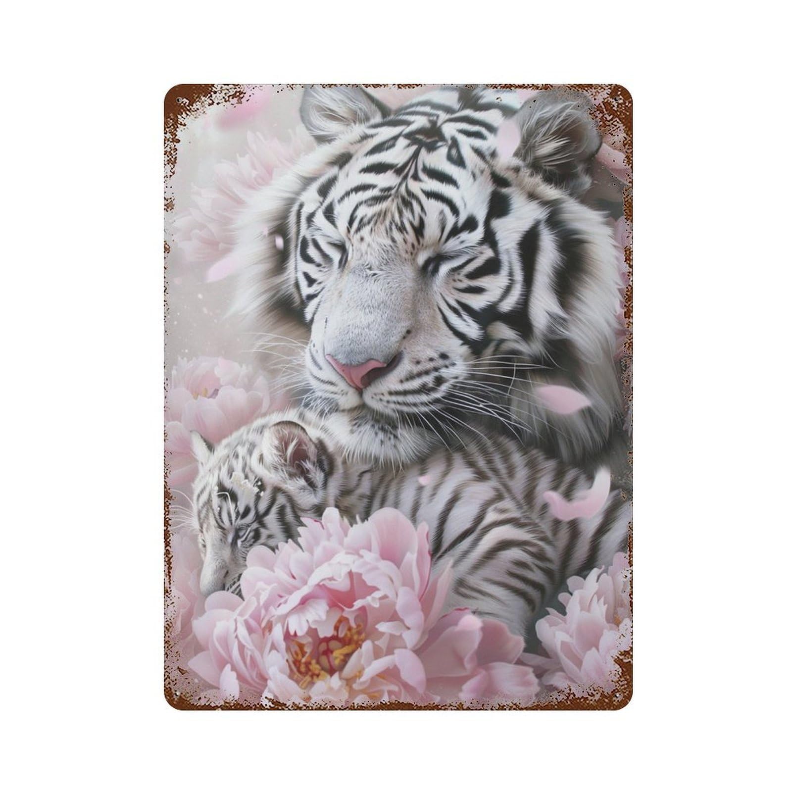 HDURYEYRYY Mother Tiger’s Warm Embrace 02 Wall Retro Iron Vintage Art Metal Tin Sign Poster Modern Home Cofffee Club Art Bar Shop Decor Style 40x30cm