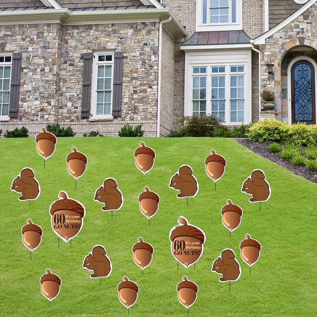 VictoryStore Yard Decorations: It's Your Birthday Go Nuts! 60th Birthday Decoration with 22 stakes