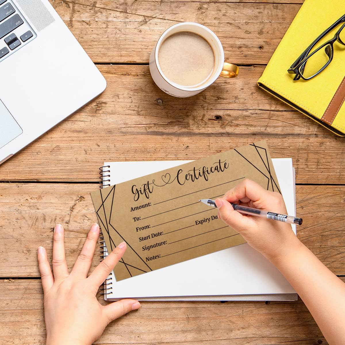 ceiba tree Kraft Blank Gift Certificates for Business 30 Pcs Black Foil Certificate Cards with Envelopes for Salon Restaurants Spa Birthday - Image 4