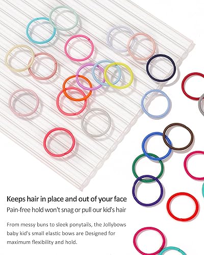 Miniatura 6 de Jollybows 300 ligas para el pelo de bebé de 1 pulgada para niñas pequeñas, elásticas y suaves, soportes para cola de caballo para niños