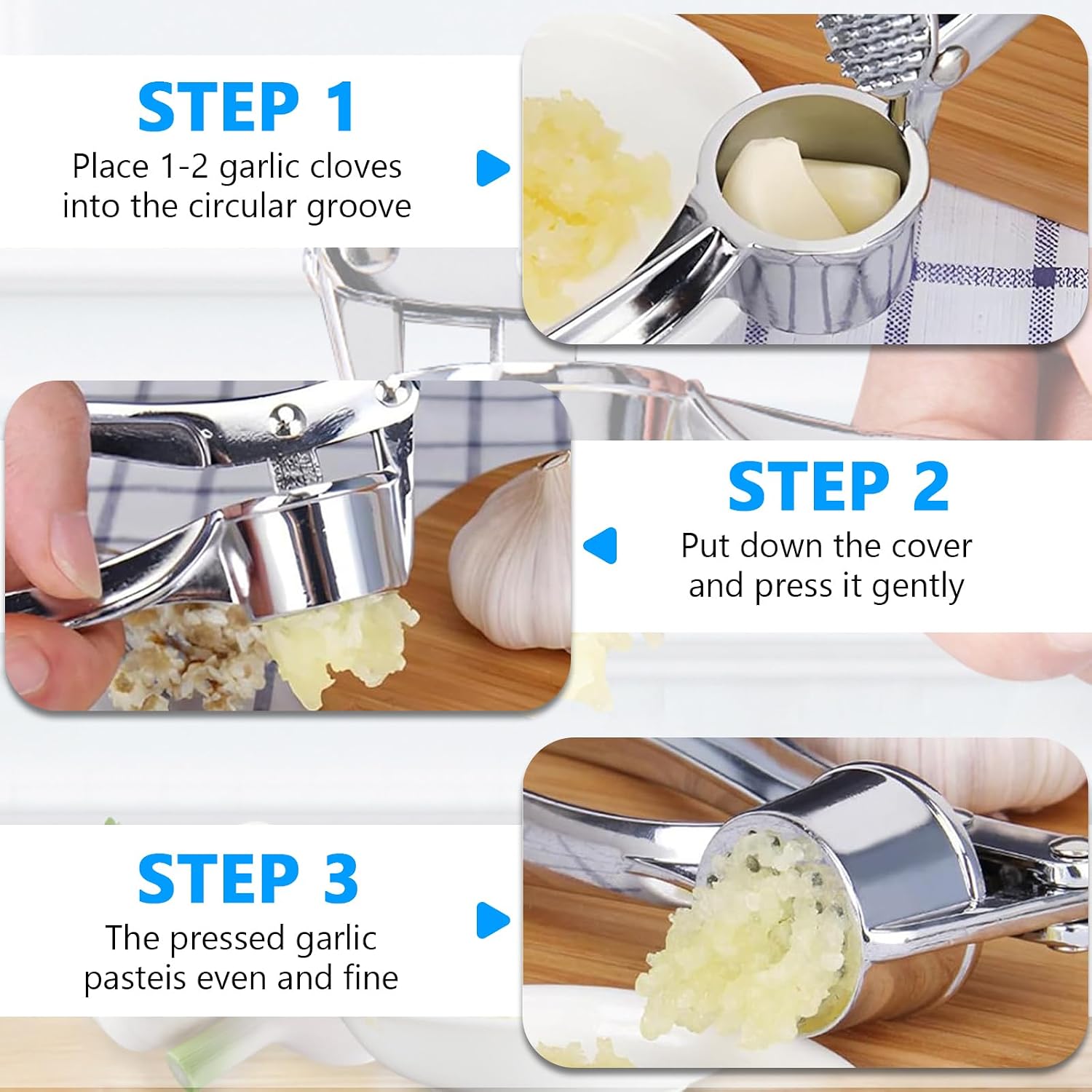 Elite | Stainless Steel Garlic Press Manual Garlic Crusher Ergonomic Handheld Kitchen Tool for Mincing Garlic Ginger Easy-to-Clean and Rustproof 2026 - view 4