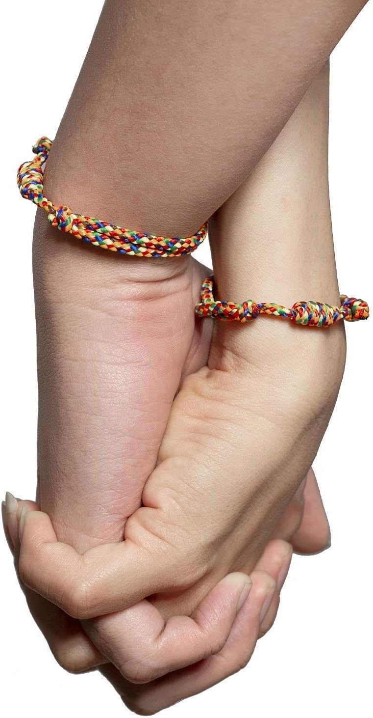 Bracelet Lucky Handmade Buddhist Rope MultiColor Knots Set Knot Adjustable Size Set 2pcs