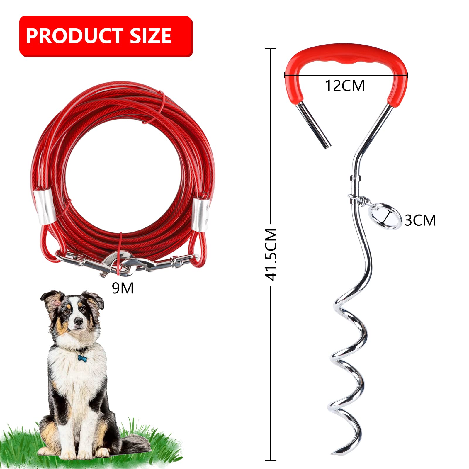 Vite A Spirale Per Terra Palo Per Cani Da Campeggio - Ancoraggio A Vite, Girevole 360°, In Acciaio, Per Tutte Le Razze Palo Fisso Giardino - Foto 8