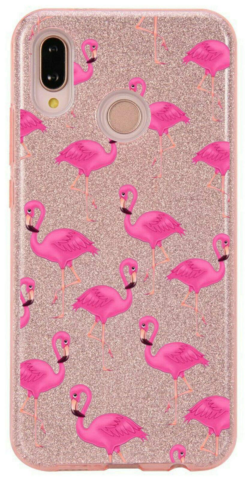 Mixroom - Custodia cover case Per iPhone 13 Pro Max in TPU morbido Rosso con Brillantini Glitter 3 in 1 Fantasia Fenicotteri Rose codice BR461