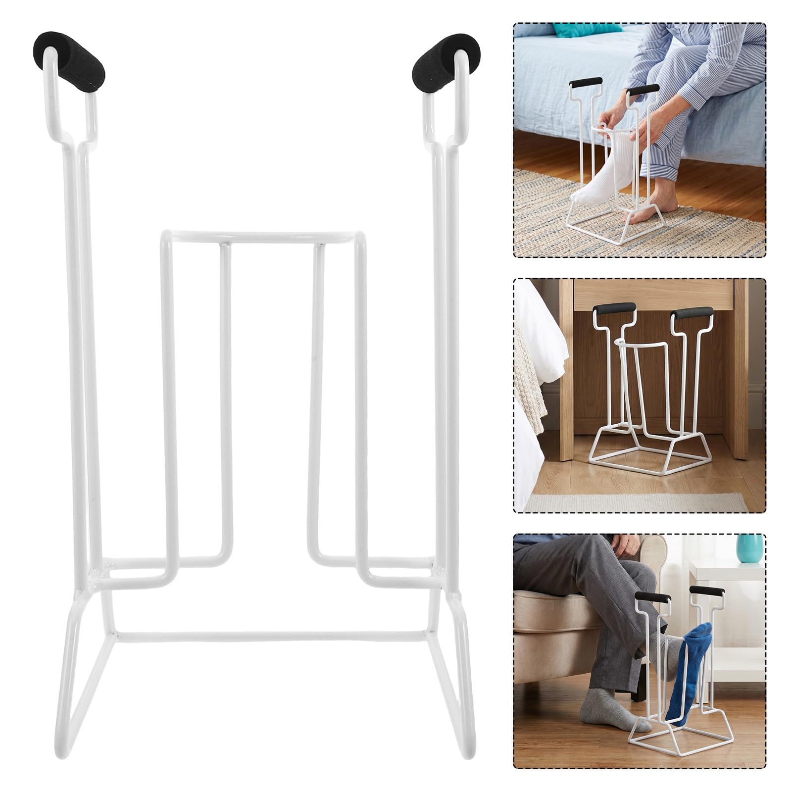 Artibetter Supporto per Indossare Calze senza Piegarsi con Manici Regolabili e Supporto Stabile, Dispositivo in Ferro e Schiuma per Anziani Uso Domestico in Sedia a Rotelle