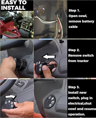 Miniatura 4 de Interruptor de encendido de tractor para cortacésped con 4 posiciones y 7 terminales compatible con AYP, Husqvarna, Craftsman, MPN, Delta, Poulan,