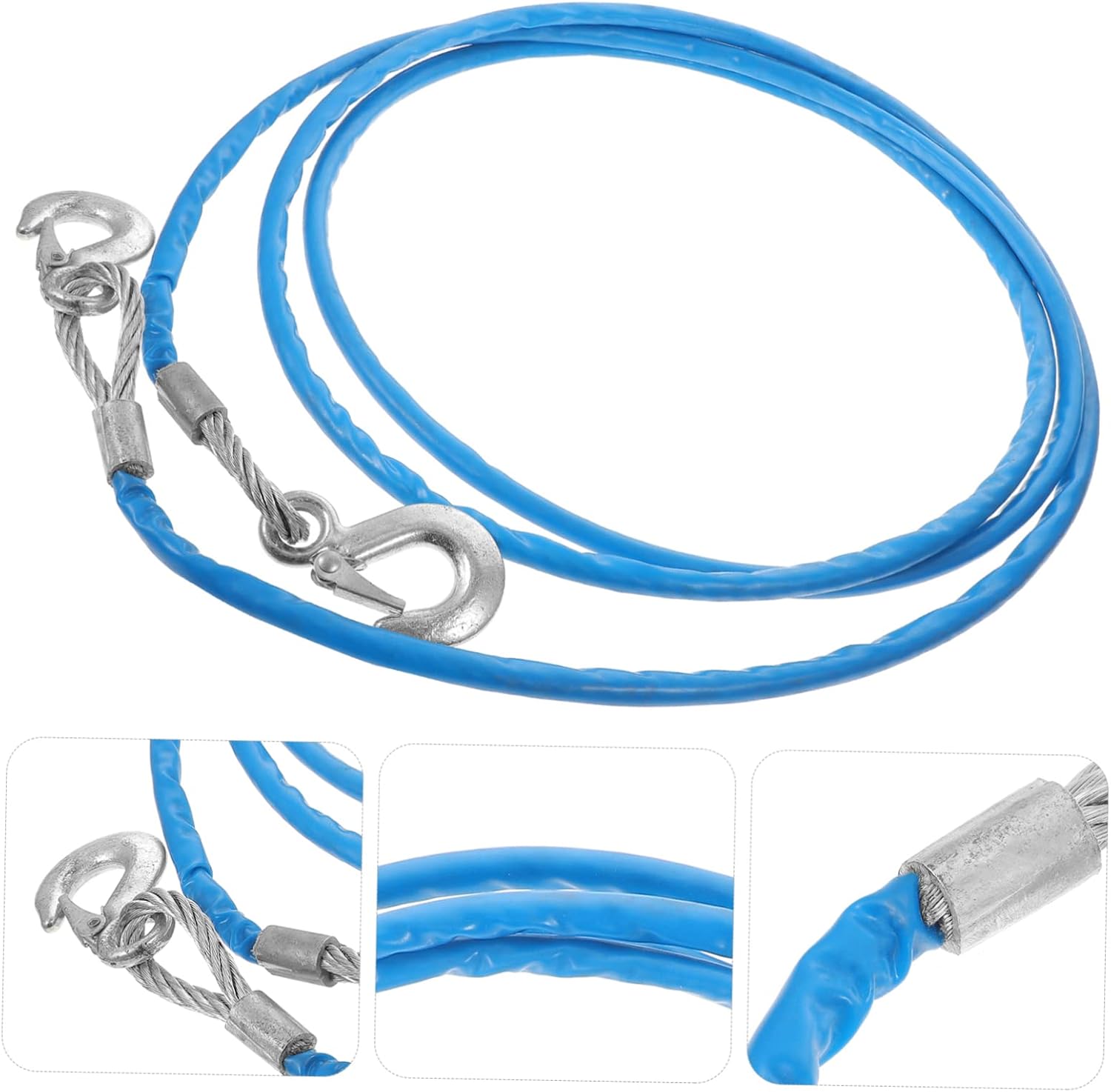 Holibanna 1pc Hauling Rope with Forged Hooks Tons Capacity Car Trailer Cable for Safe Towing Night Use Heavy-Duty Design for Emergency Vehicle