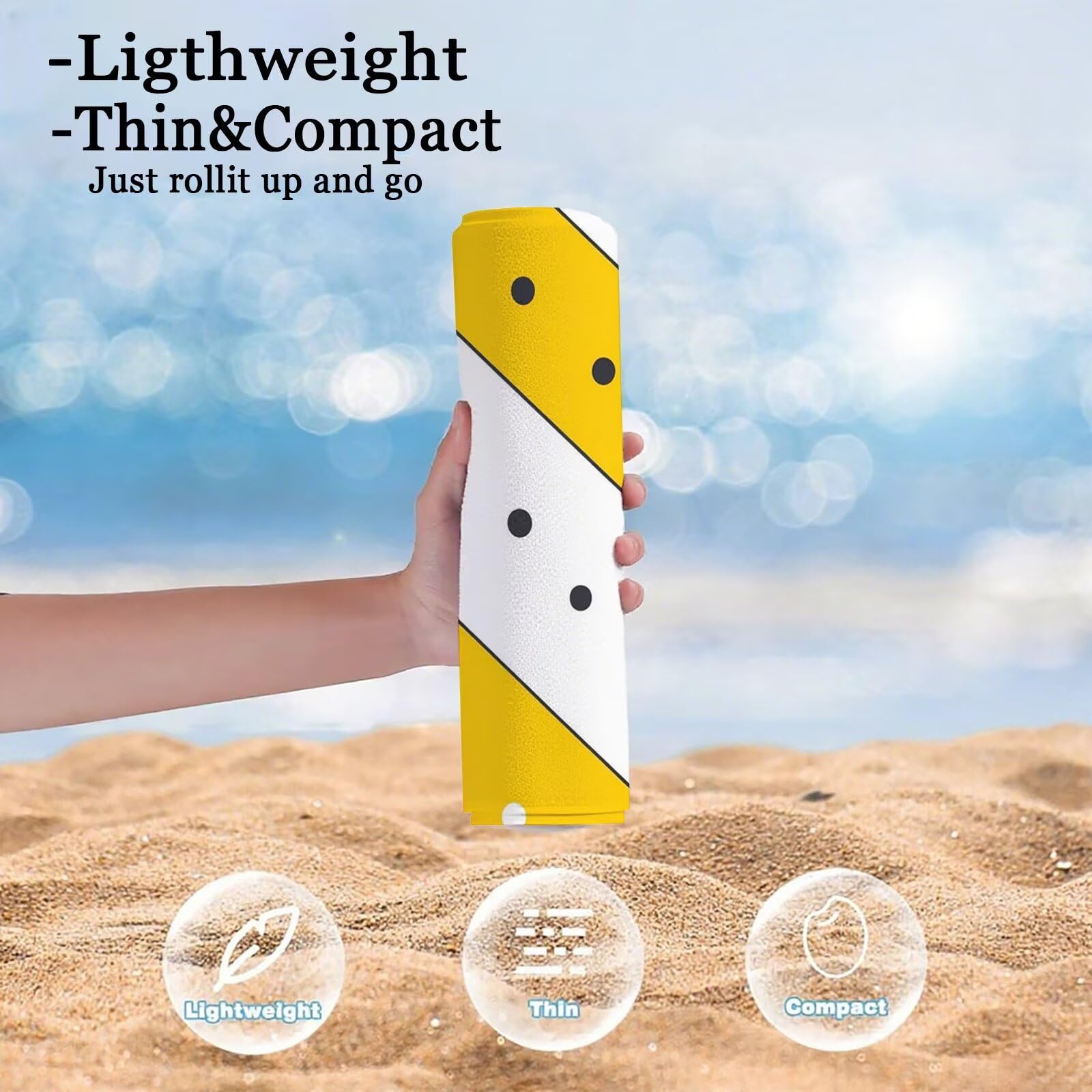 Toalla Microfibra Grande 90x200cm Toalla Playa Amarillo Toallas de Playa Secado Rapido, Toallas Bano con Bolsa, Beach Towel Geometría Antiarena Ligeras para Piscina Viaje Yoga Gimnasio Deportes VQ-860