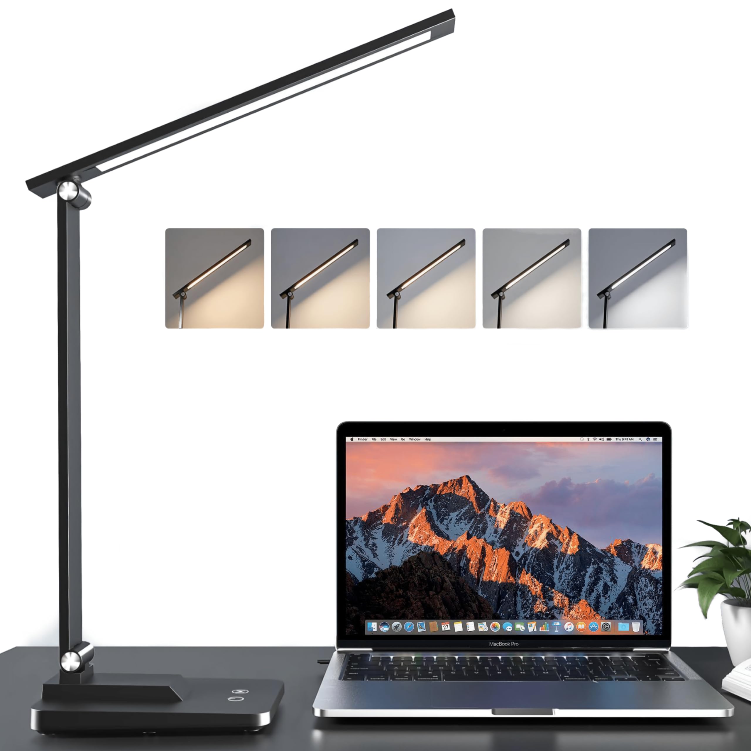 HOULIN-FIT Lampara Escritorio LED, Flexo LED Escritorio,15 Modos Flexo Escritorio,Lampara LED Escritorio Plegable e ajustable,Lampara de Mesa,Lampara de Escritorio,Luz Escritorio Lamparas LED