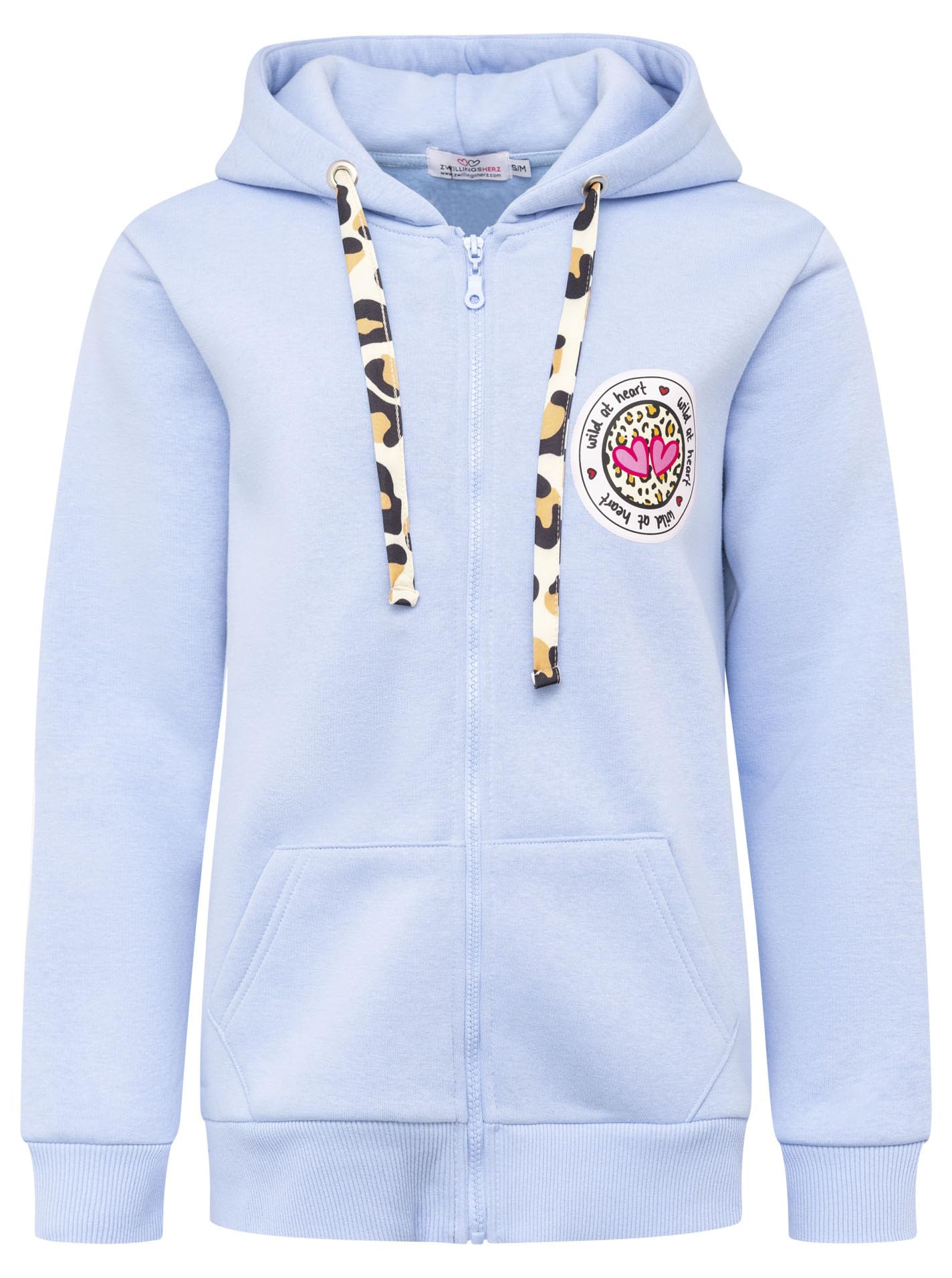 Zwillingsherz Damen Sweatshirt Jacke mit Kapuze – Kuschelige Oversize Hoodie-Jacke – Weiche Sweatjacke für Frauen mit Leo Kordelzug und Herzen – Stylischer Look für Frühling, Herbst & Winter